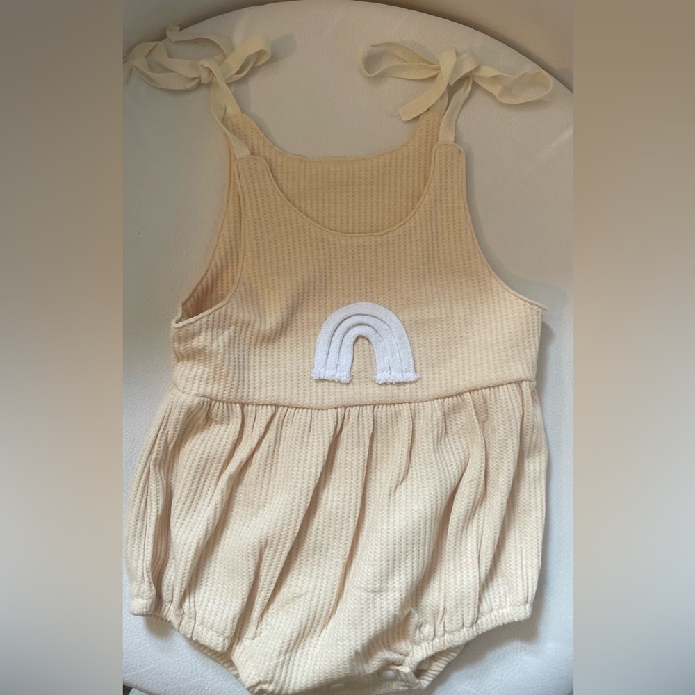 Baby girl ribbed rainbow romper/onesie.